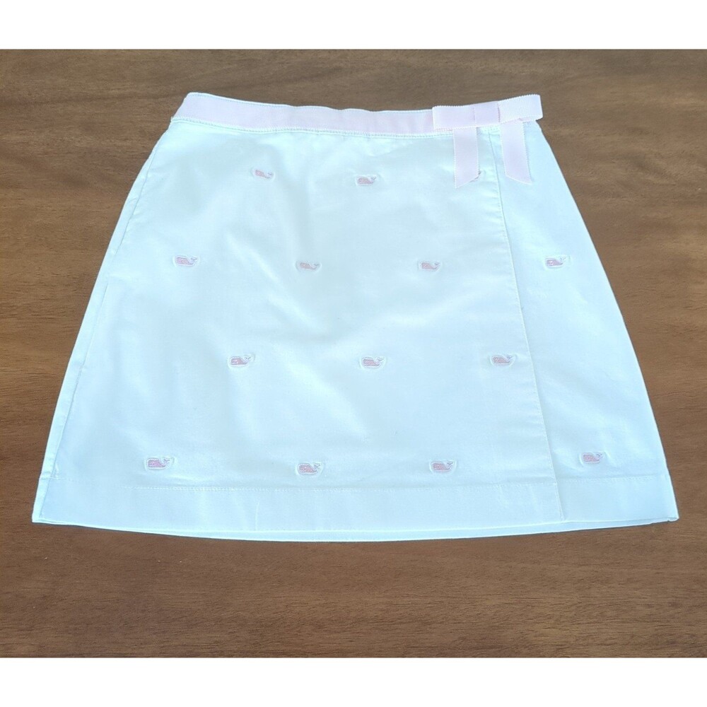Vineyard Vines girls pink/ White skirt with embroidered pink whale Size 8 NNT